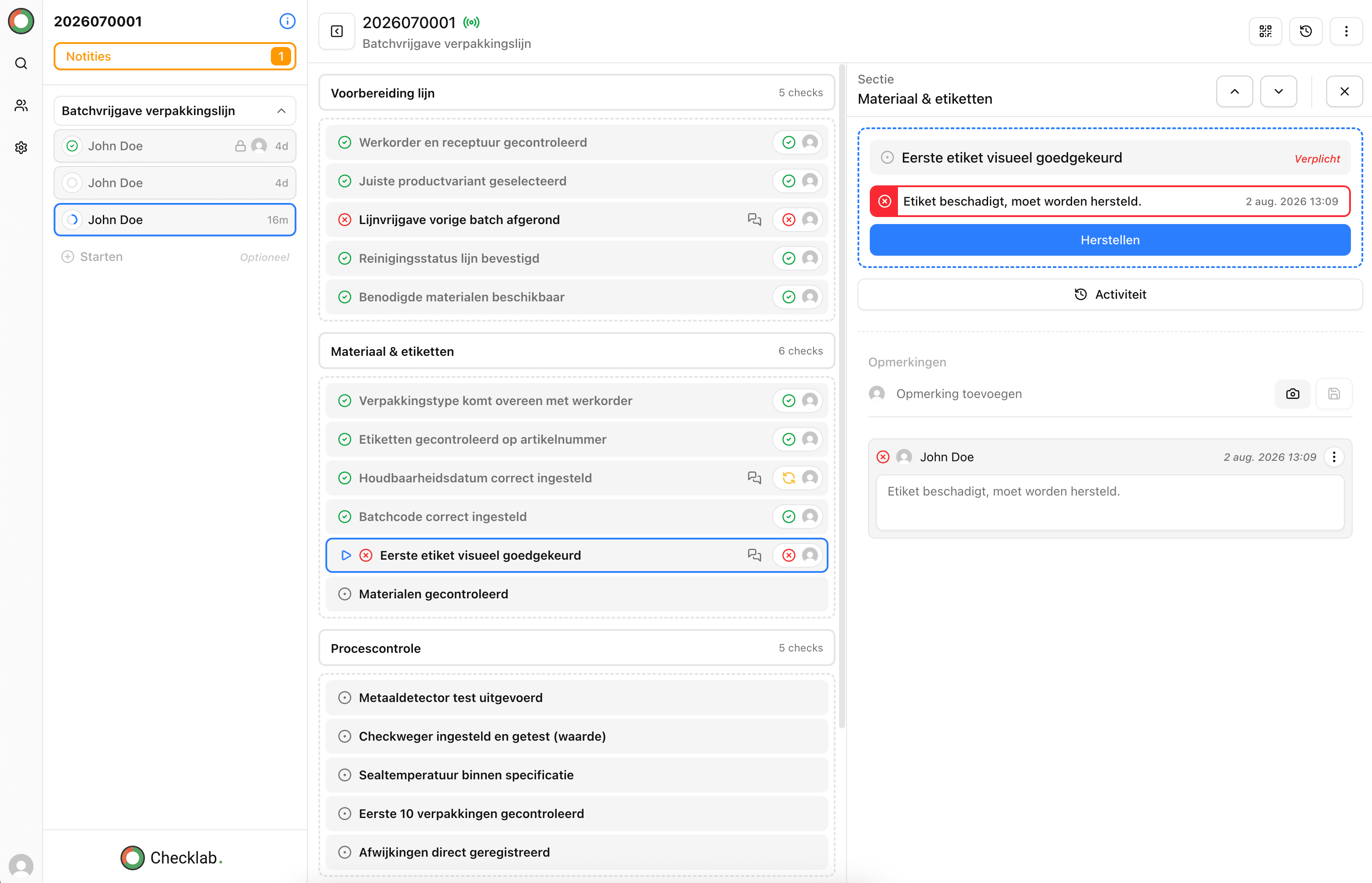 CheckLab applicatie